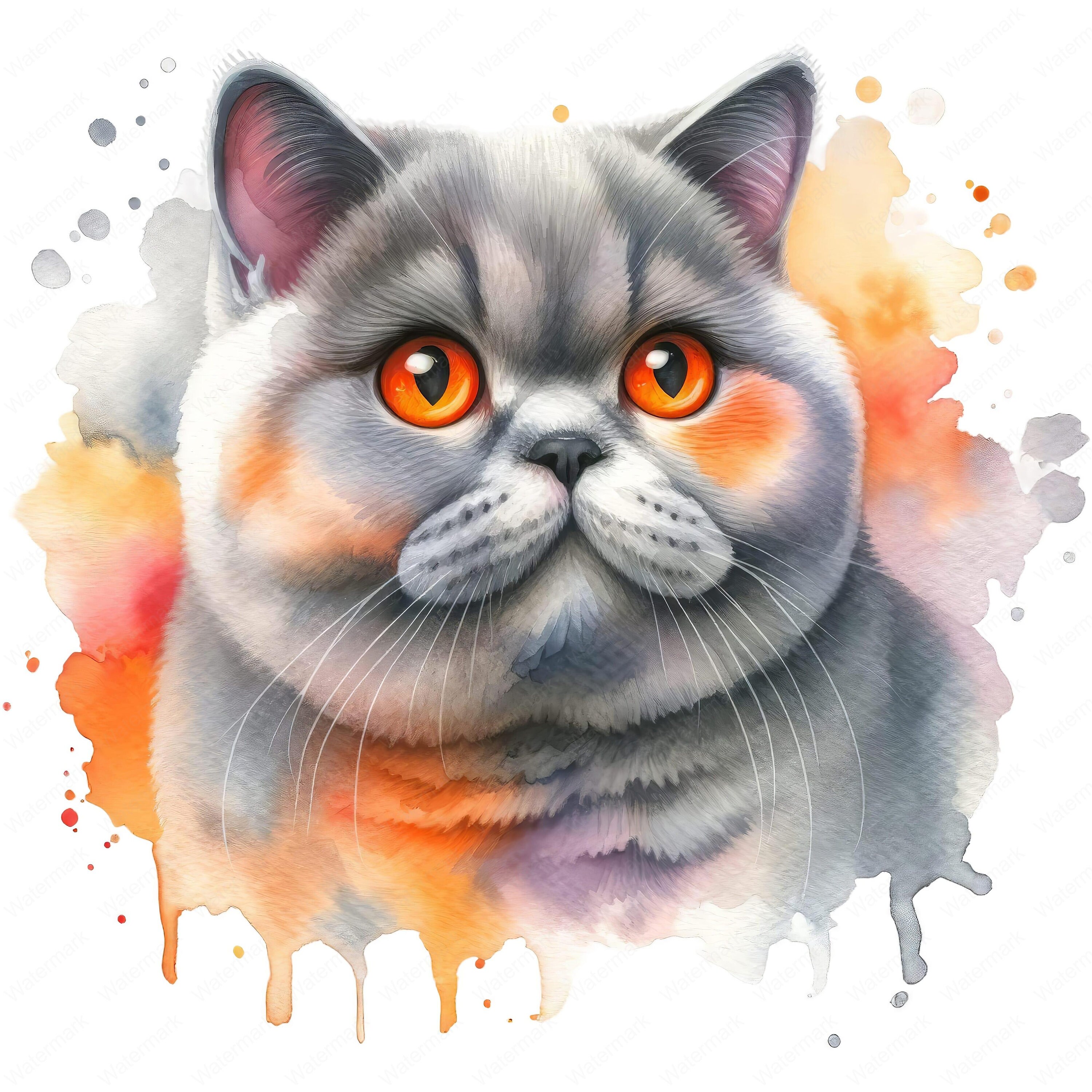 British Shorthair Cat Clipart | Watercolor Style, Commercial Use ...