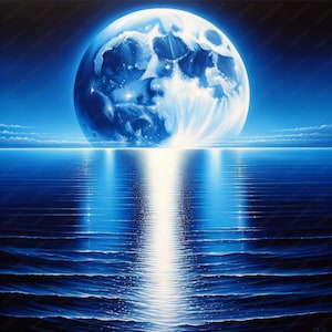 Oceaanmaan-clipart | Ocean Moon digitaal papier | Serene ontwerpen | Veelzijdige kunst | Voor commercieel en persoonlijk gebruik