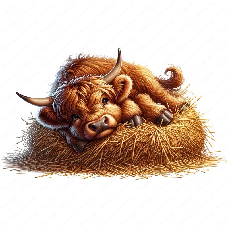 Baby Highland Cow Clipart Bundle: Farm Art Printables (commercial Use ...
