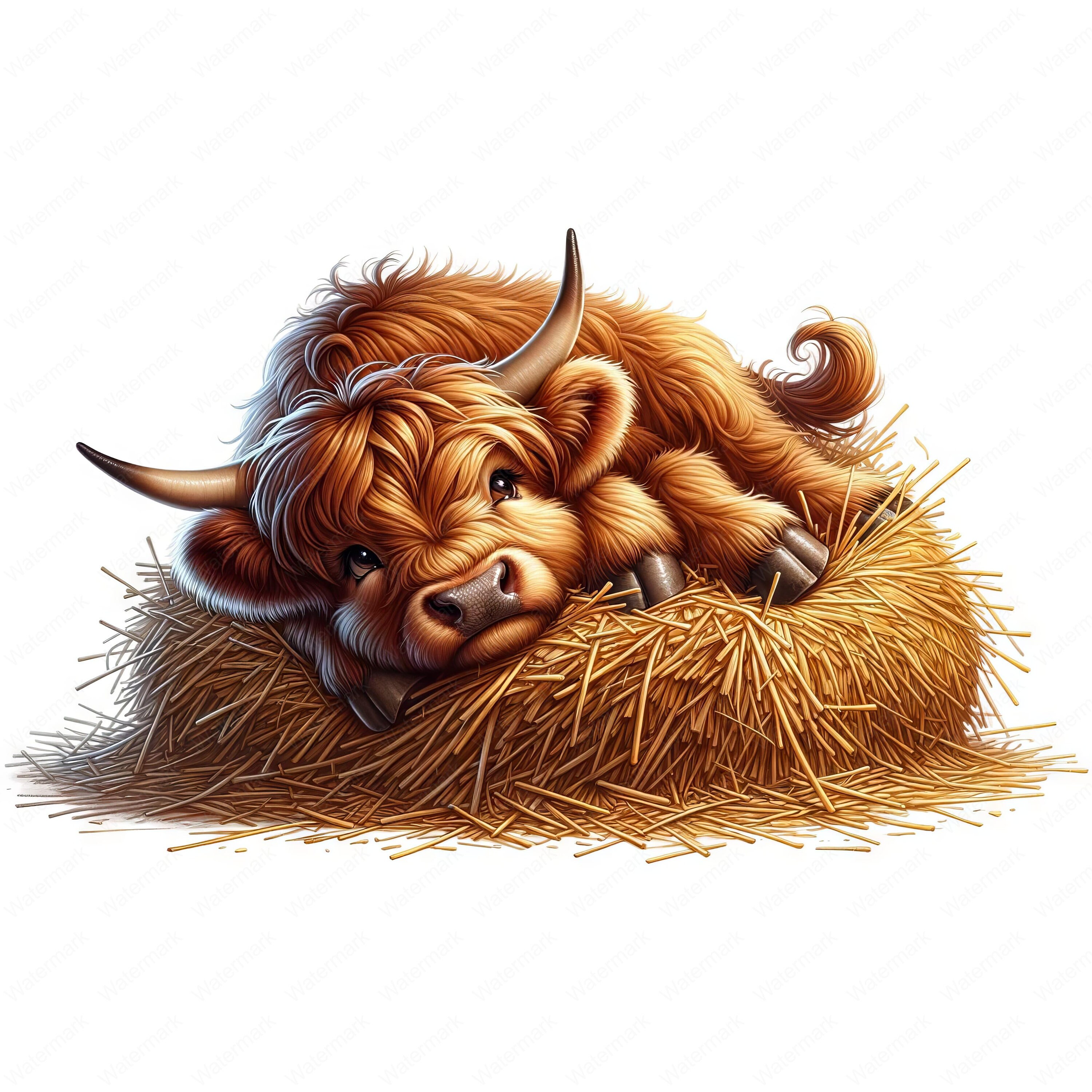 Baby Highland Cow Clipart Bundle: Farm Art Printables (commercial Use ...