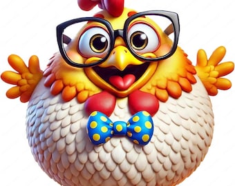 Cute Chicken Clipart Bundle | Cartoon Art, Commercial Use (Digital Download)