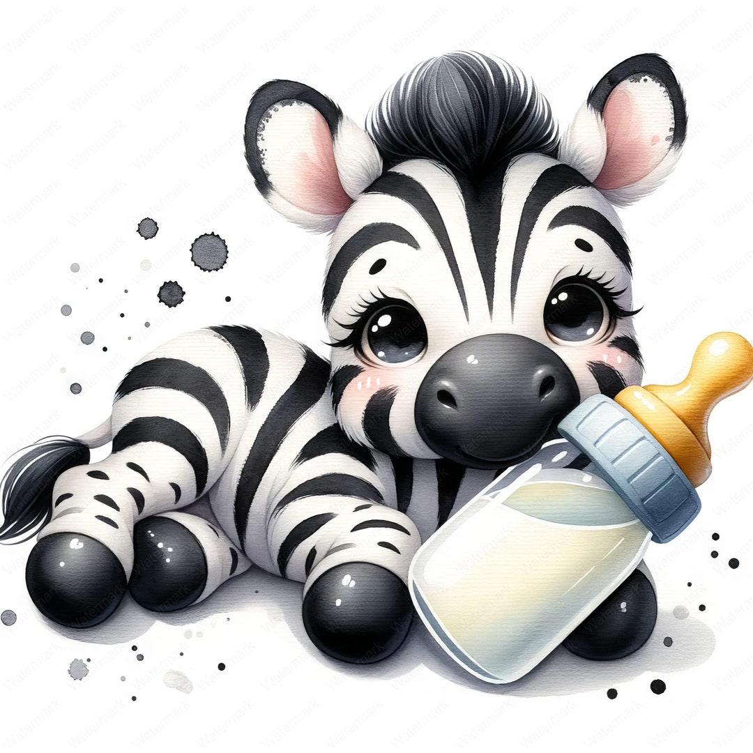 Baby Zebra With Baby Bottle Clipart 10 Highquality Images Etsy