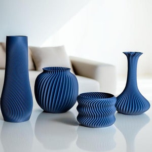 CONJUNTO ONDULADO || Jarrones ecológicos para un hogar moderno y minimalista | decoración de la habitación de diseño único | Jarrón decorativo impreso en 3D para plantas secas