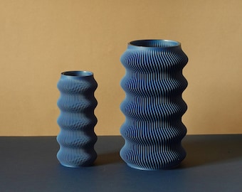 Blue SAND Model - Set of 2 Flower Vases - 3D printed - unique design objects - perfect for your plants and flowers