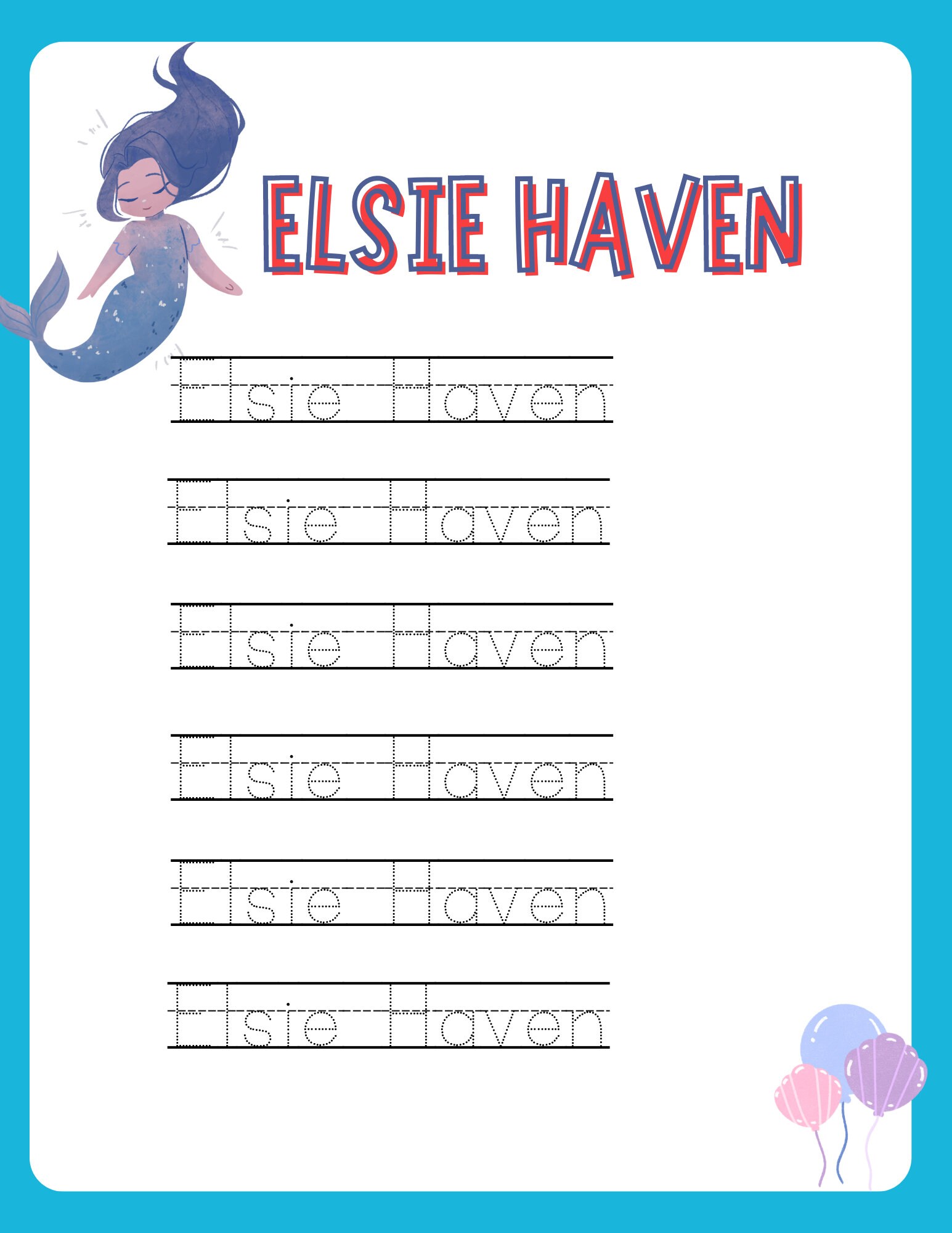 Personalized Name Tracing Sheet, Custom Name Trace, Preschool Letter