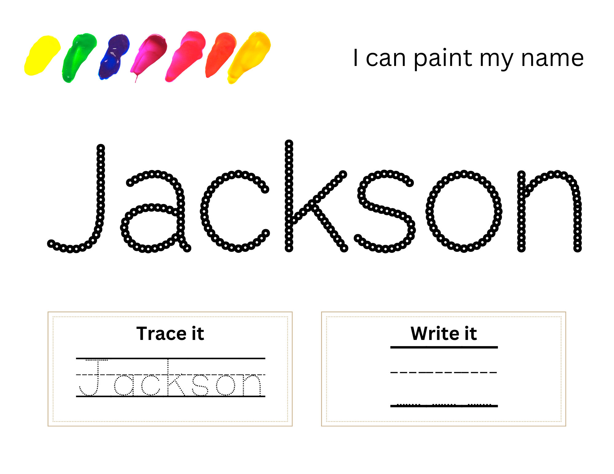 Name tracing custom worksheet personalized first name tracing name