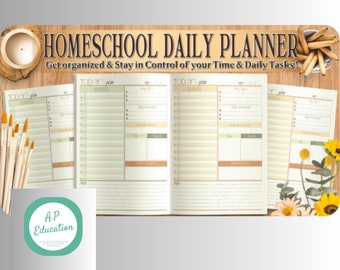 Printable Homeschool Planner Bundle, 50 Pages, Homeschool Planner Printable, Teacher Planner, Unit Study, Daily Plans, Customizable, Canva