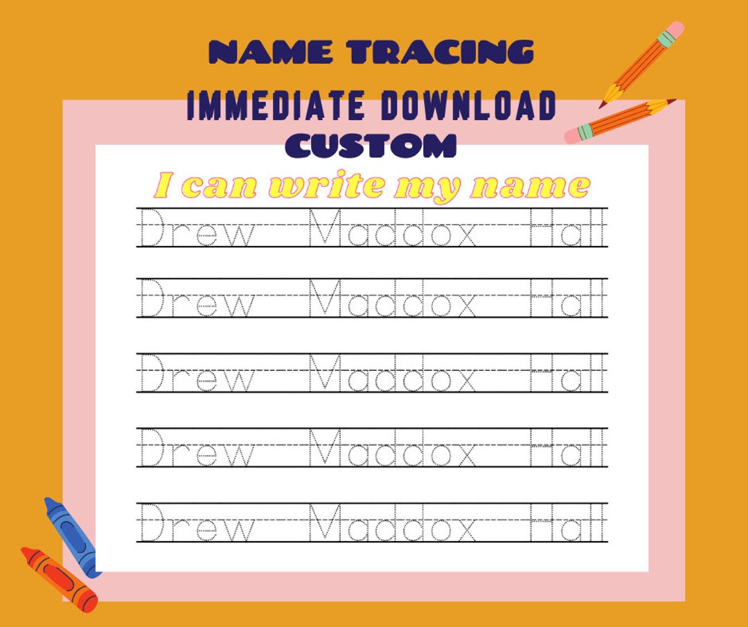 Personalized Name Tracing Worksheet: Handwriting Practice (PDF Download ...