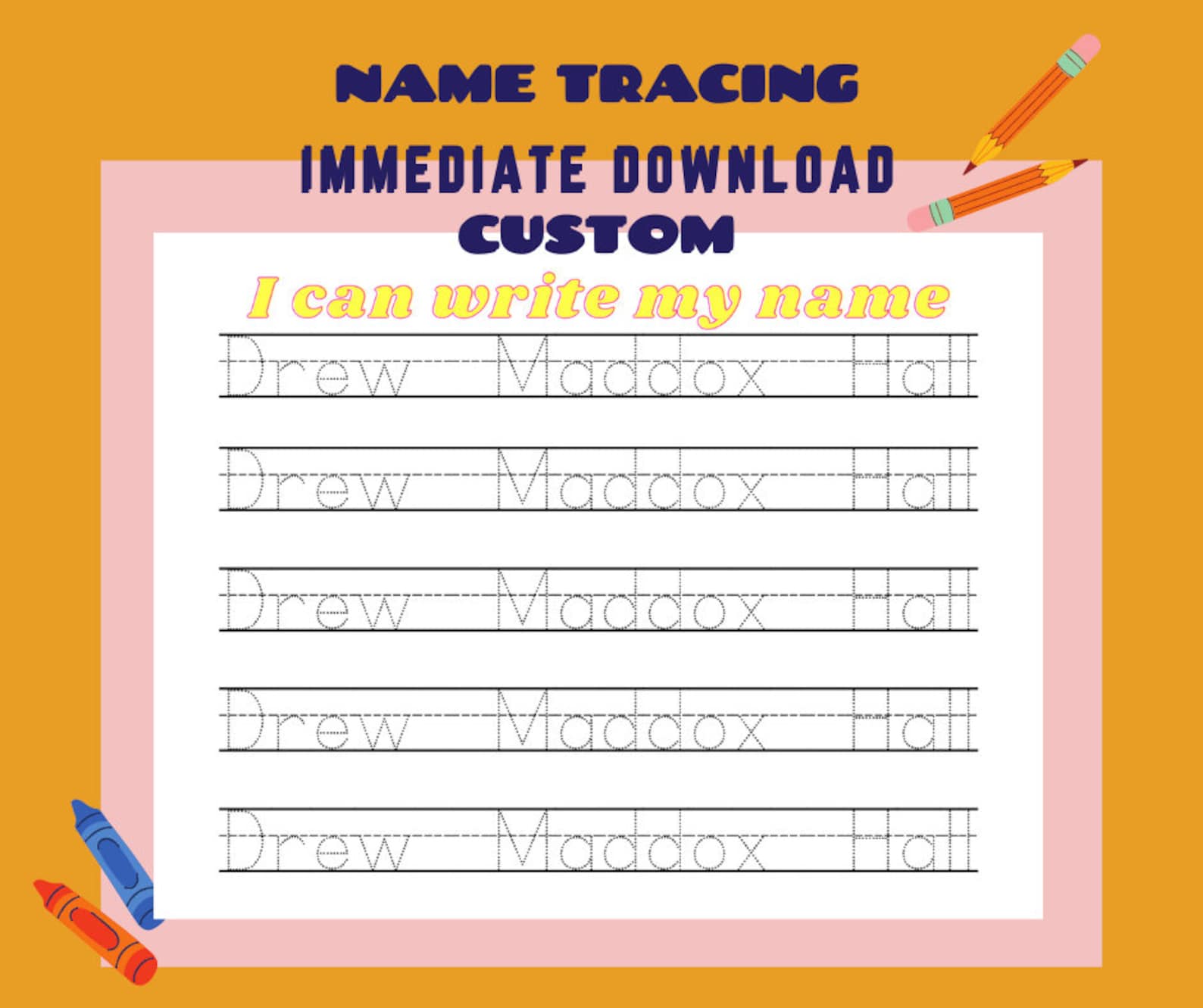 Personalized Name Tracing Worksheet: Handwriting Practice (PDF Download ...