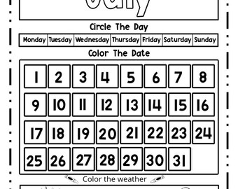 Preschool Calendar Worksheet: Interactive Learning, Weather Activity (PDF)