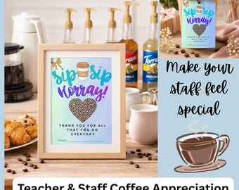 Teacher Appreciation Coffee Gift Tag, Employee Appreciation Tags, Coffee Bar Signs