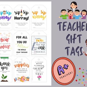 Teacher Appreciation Gift Tags: Printable Thank You Notes (PDF)