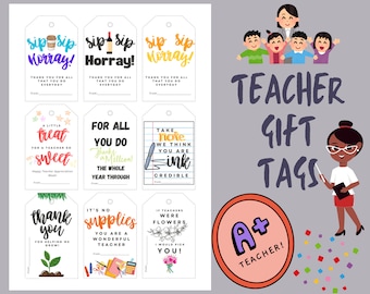 Teacher Tumbler Tag, Sip Sip Horray Appreciation Gift Tags: Printable Thank You Notes (PDF)