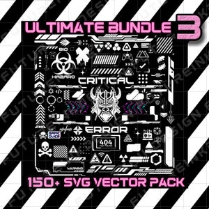 150+ sci-fi svg wektor ostateczny pakiet 3 sci-fi svg ikony naklejki pakiet techwear svg futurystyczne elementy wektorowe cosplay svg cuberpunk Oni maska