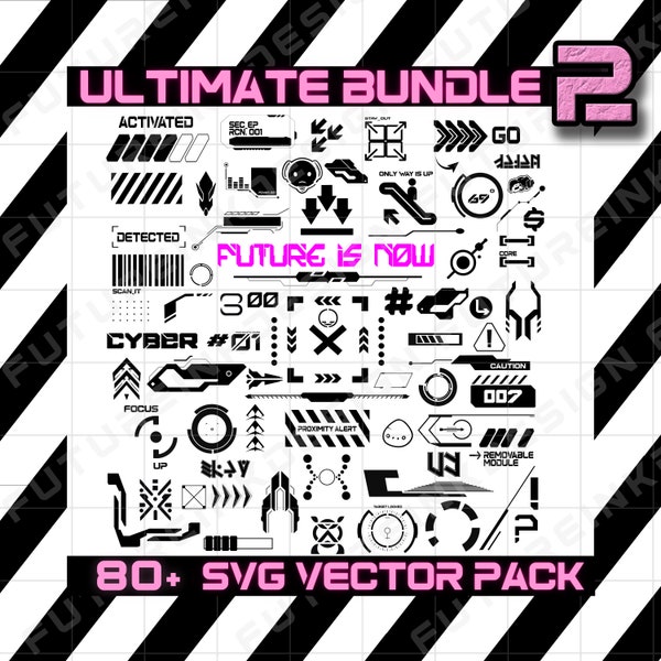 80+ sci-fi svg vector ultimate bundle 2 sci fi svg icons logos decals pack techwear svg futuristic vector elements cosplay svg cuberpunk svg