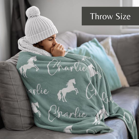 Gift for Horse Girl, Personalized Horse Blanket, Custom Horse Blanket, Horse Name Blanket , Gift for Pony Lover, Equestrian Blanket