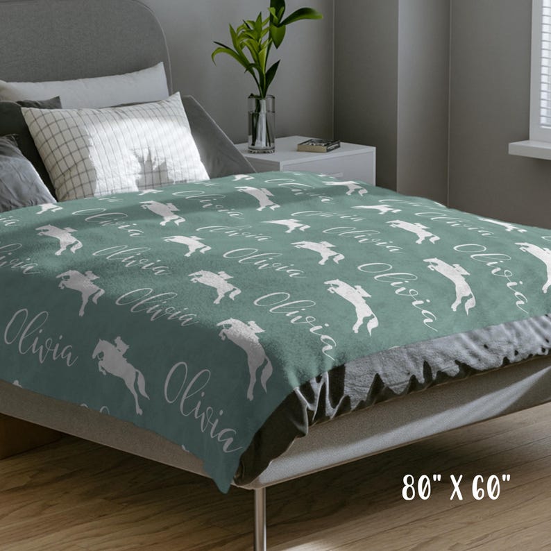 Gift for Horse Girl Personalized Blanket Custom Equestrian Blanket