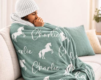 Personalized Horse Blanket with Name – Horse Girl Gift, Custom Horse Blanket, Pony Lover Gift