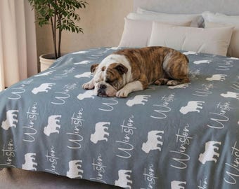 Personalized English Bulldog Blanket with Name – Bulldog Lover Gift, Custom Dog Blanket