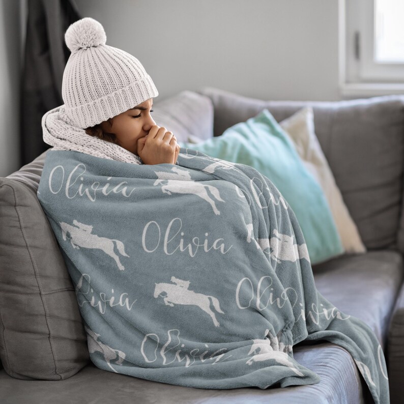 Gift for Horse Girl Personalized Blanket Custom Equestrian Blanket