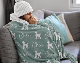 Personalized Poodle Blanket: Custom Dog Name Fleece Blanket