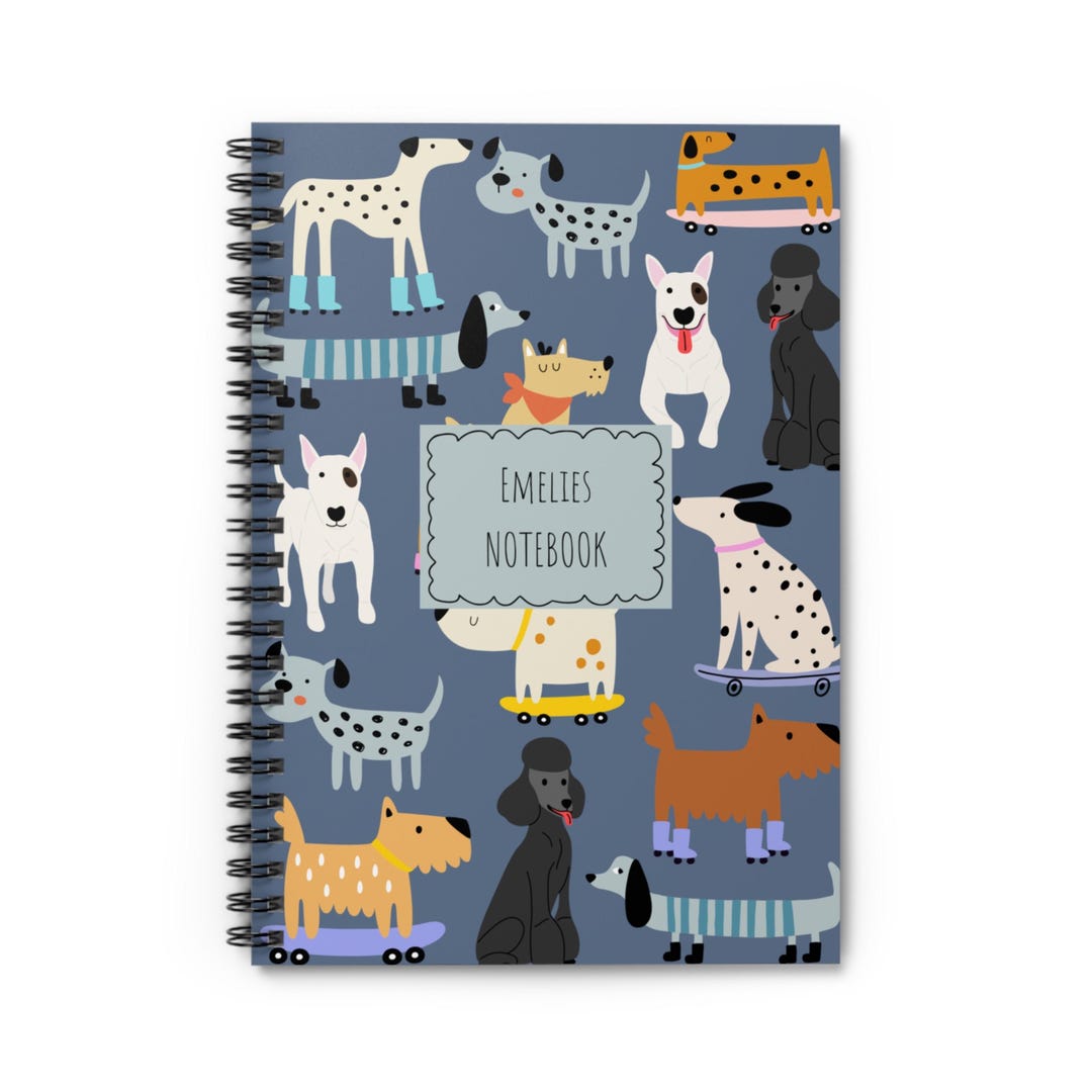 Personalized Dog Notebook With Name, Kids Dog Notebook, Custom Name ...