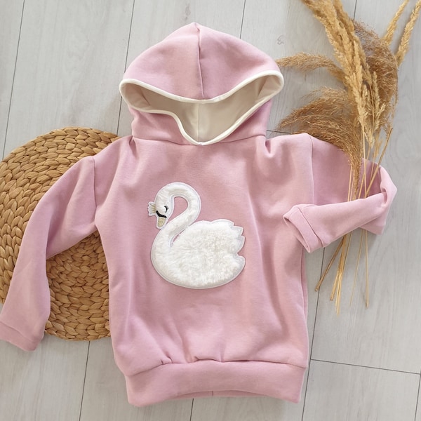 Mädchensweater Kinderhoodie Mädchenhoodie Hoodie schwan