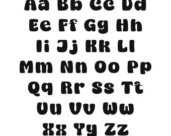 Retro Groovy Alphabet SVG Bundle, Funky Bubble Letter DXF Files, Decorative 70s Style Font for Cricut Sublimation