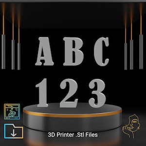Archivos stl de letras del alfabeto para impresora 3D / Archivos stl del alfabeto de la A a la Z en 3D / Archivos stl de números del 0 al 9 en 3D / Alfabeto stl de fuente para impresión 3D