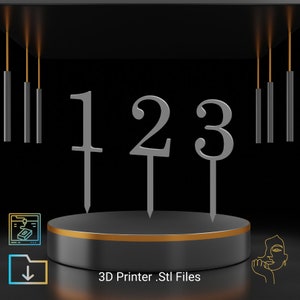Archivos stl de número de adorno para tarta de impresora 3D / archivos stl de impresión 3D / archivos stl 3D descarga digital