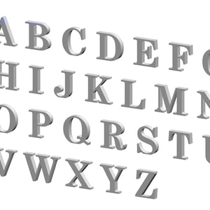 Archivo stl de letras del alfabeto en 3D / Archivo stl de fuente de impresión en 3D / Archivo stl de letras de impresión en 3D / Archivo stl del alfabeto completo de la A a la Z / Paquete de letras verticales