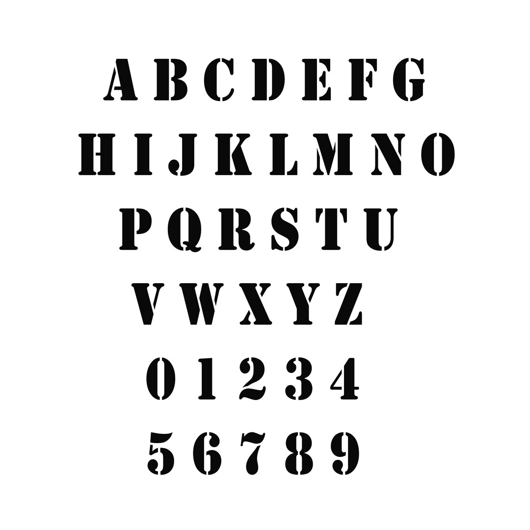 Stencil Narrow Letters and Numbers Dxf Svg Files / Stencil Font ...