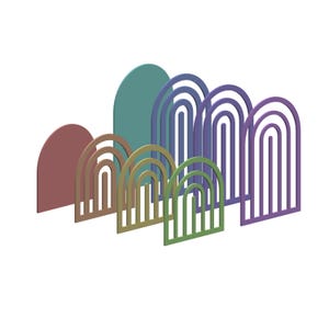 Archivos DXF de corte láser de arcoíris boho / Archivo SVG de arcoíris Glowforge / Archivo DXF de arcoíris de 4 capas y 2 tamaños para láser / Diseño minimalista boho DXF Svg