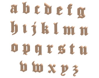 Old English Font Lowercase Set STL Files: 3D Printing Alphabet (Digital) | Stl Files for 3D Printing Alphabet