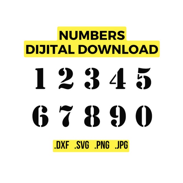 numbers dxf svg jpg png files / laser cut ready numbers / plasma cut dxf files / laser cut dxf files / cnc plasma laser waterjet / dijital