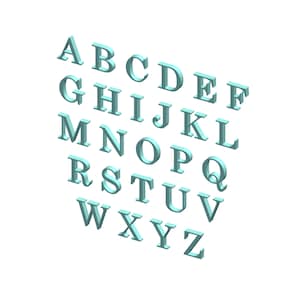 Archivos Stl de letras del alfabeto 3D para impresión 3D / Archivos Stl de fuentes para impresión 3D / Archivos Stl del alfabeto completo de la A a la Z / Archivos Stl de letras 3D para CNC