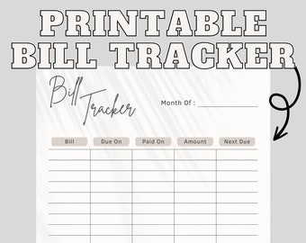 Printable Bill Tracker Instant Download - Etsy