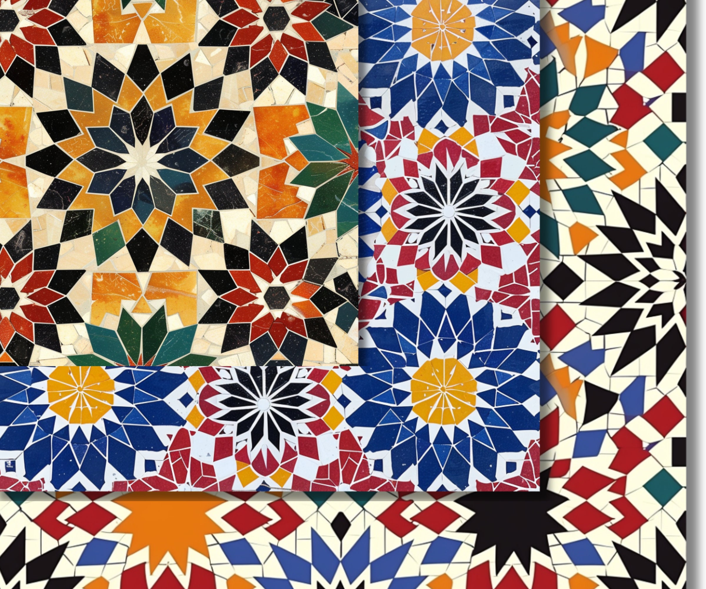 Vintage Moroccan Mosaic Digital Paper Pack, Rustic Mediterranean Tiles ...