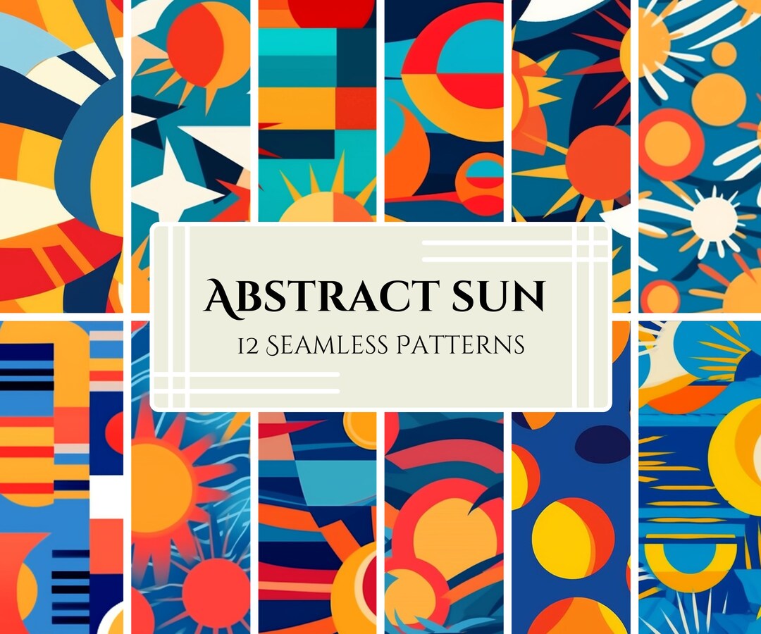 Abstract Sun Digital Patterns: Pastel Scrapbook Designs (PNG) - Etsy
