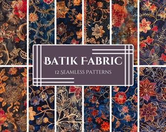 Zuidoost-Aziatisch batikpatroonpakket: bloemen en geometrisch png-bestand (digitale download)
