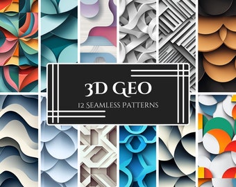 3D geometrische papiersnijpatronen: moderne muurkunst (PNG)