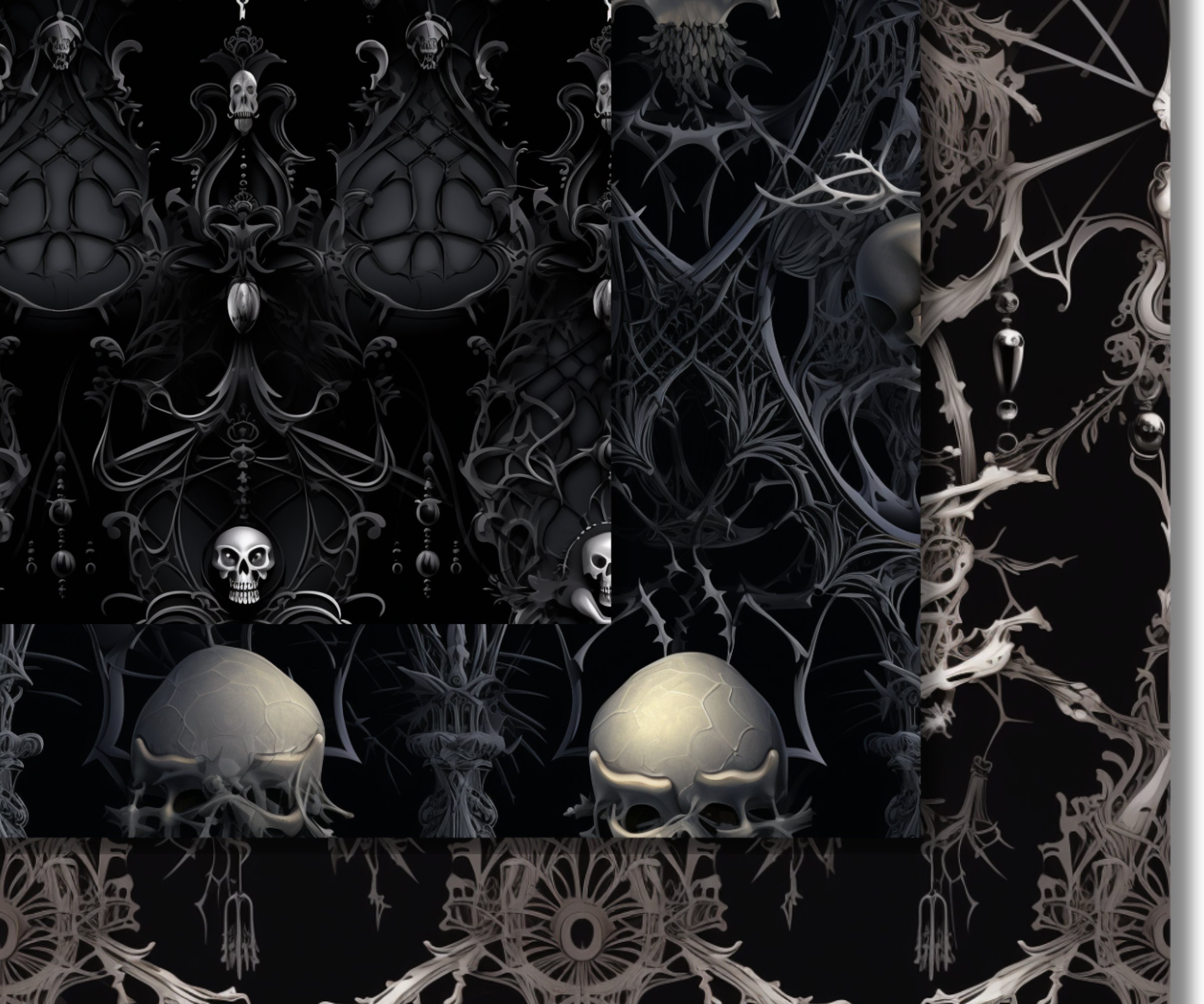 Gothic Lace Digital Pattern Pack: Spiderwebs, Bats, Chandeliers (PNG ...