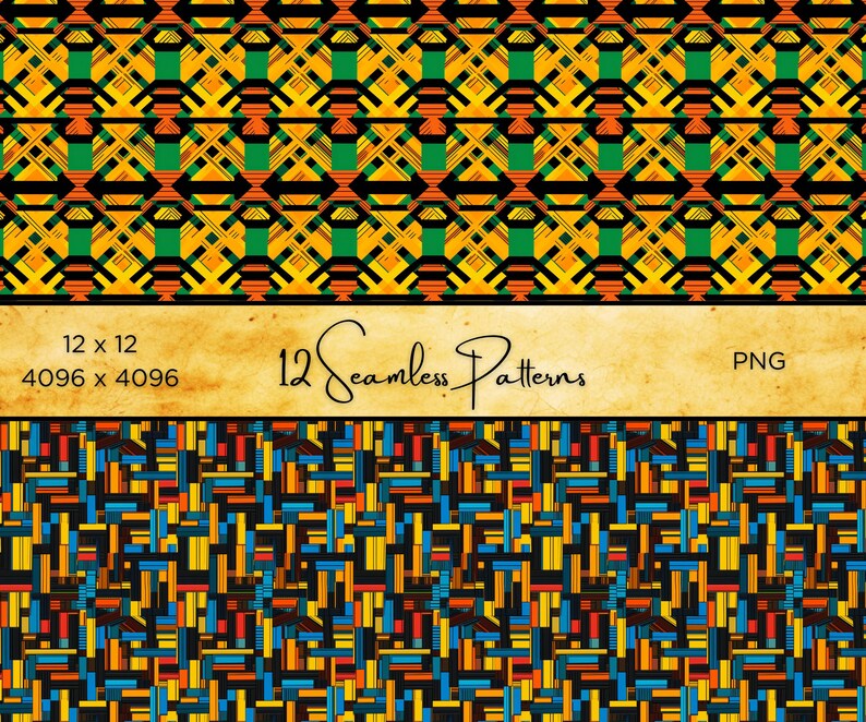 Ankara-inspired African Digital Paper: 12 Geometric PNG Patterns ...