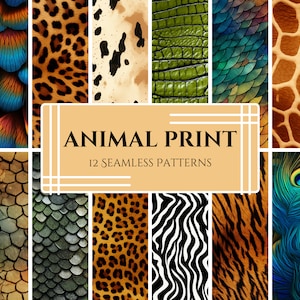 Seamless Animal Print Patterns: Safari Digital Paper Set (PNG)