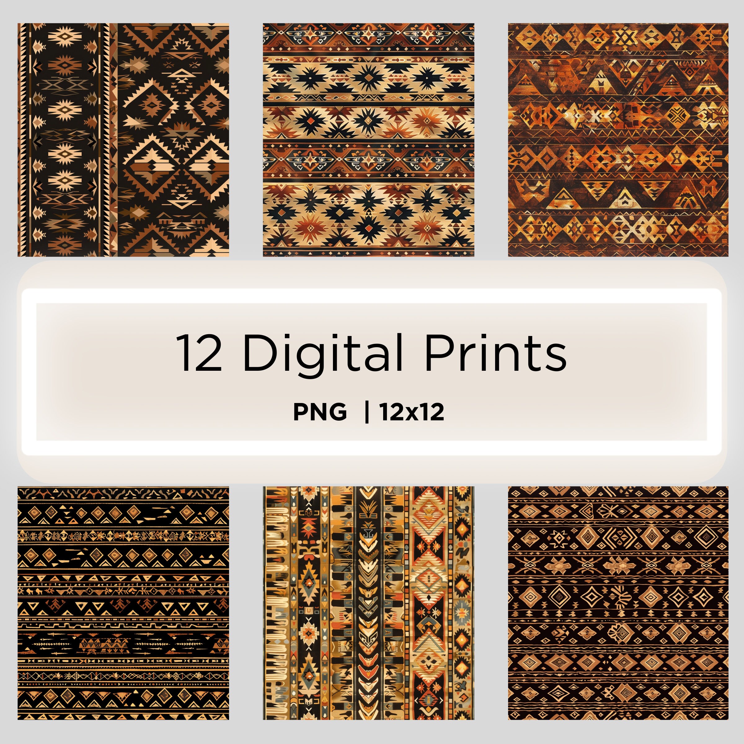 Aztec Geometric Patterns: Earth Tone Tribal Designs (PNG Files) - Etsy