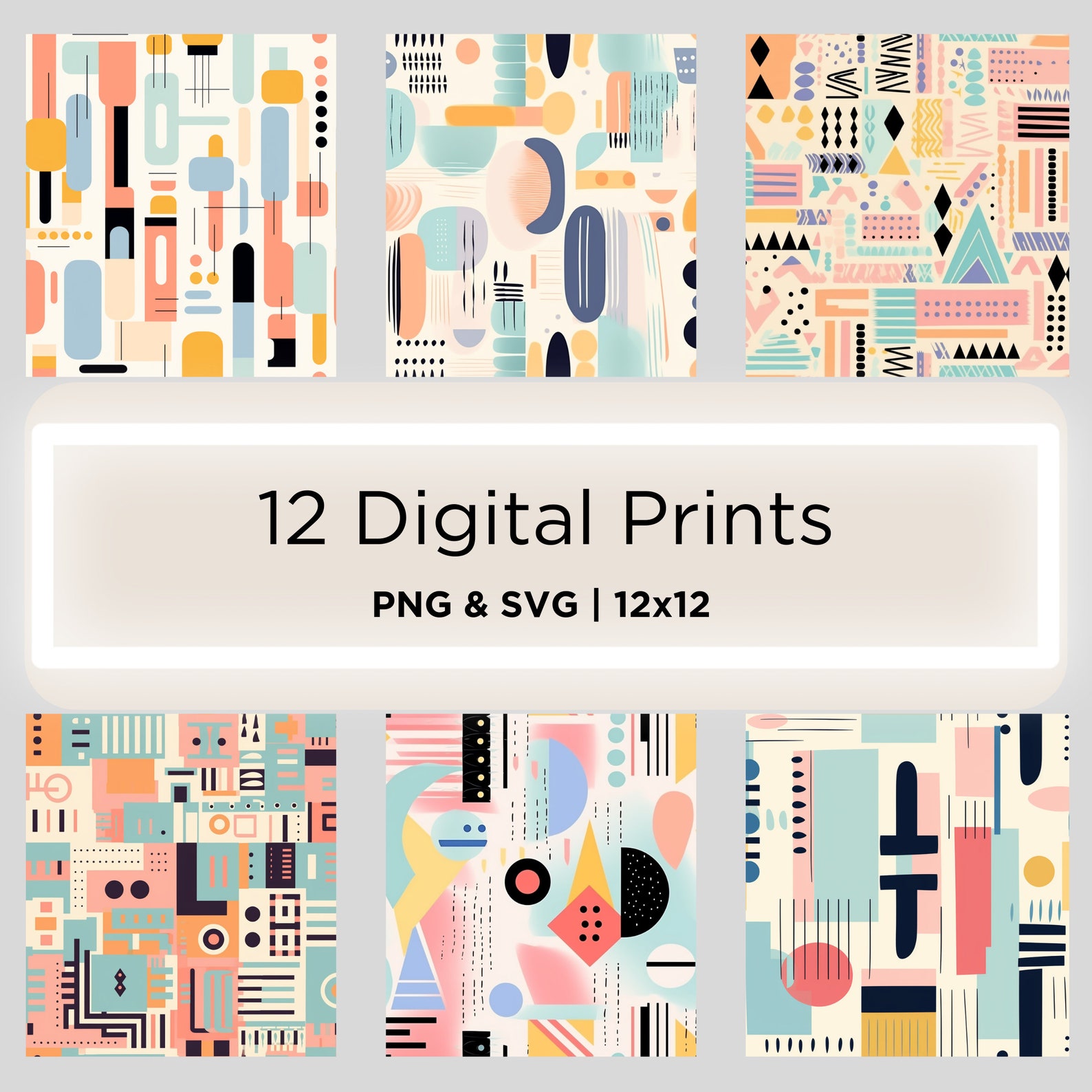 Geometric Ethnic Pattern Pack: Pastel Digital Papers (PNG) - Etsy