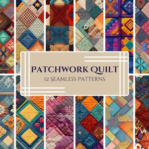 Artisanal Quilt Patterns: Embossed Florals & Abstract Patchwork (PNG)