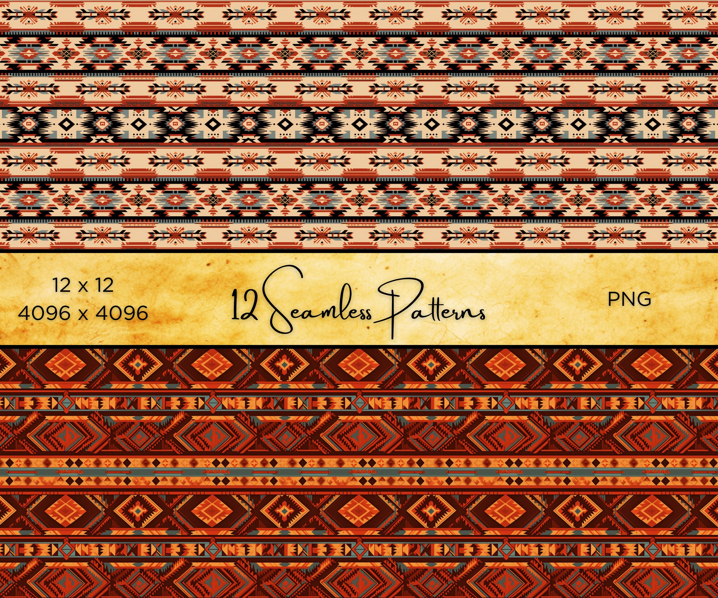 Native American Geometric Patterns: Boho Textile Designs (PNG) - Etsy, image size:2400x2000