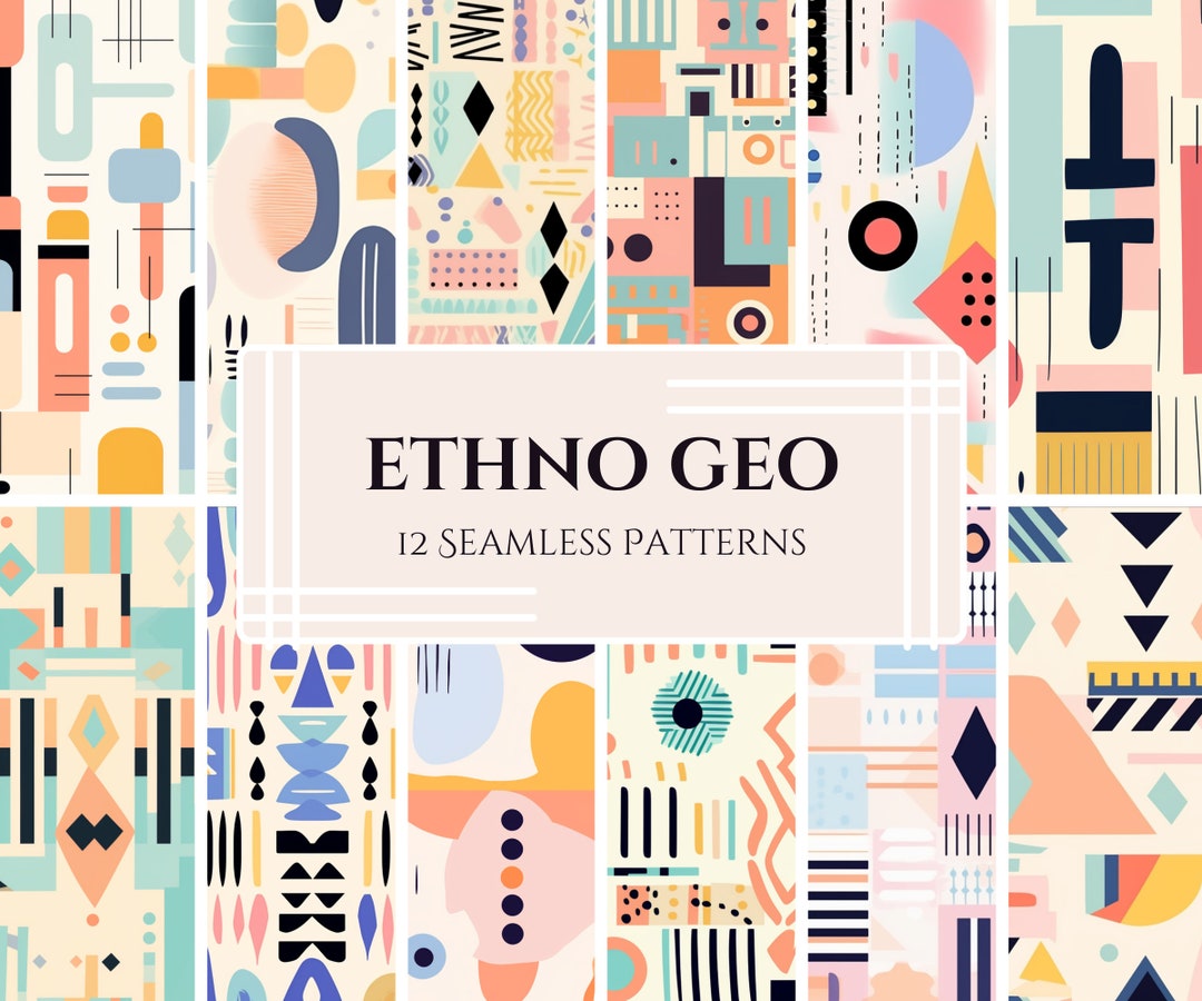 Geometric Ethnic Pattern Pack: Pastel Digital Papers (PNG) - Etsy
