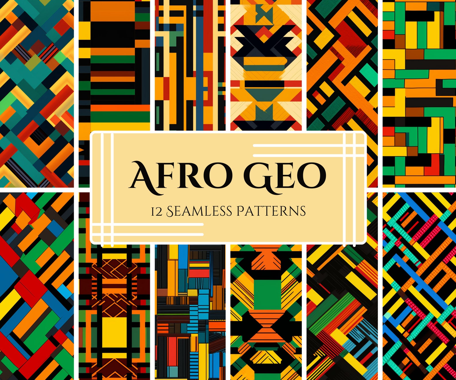 Ankara-inspired African Digital Paper: 12 Geometric PNG Patterns ...